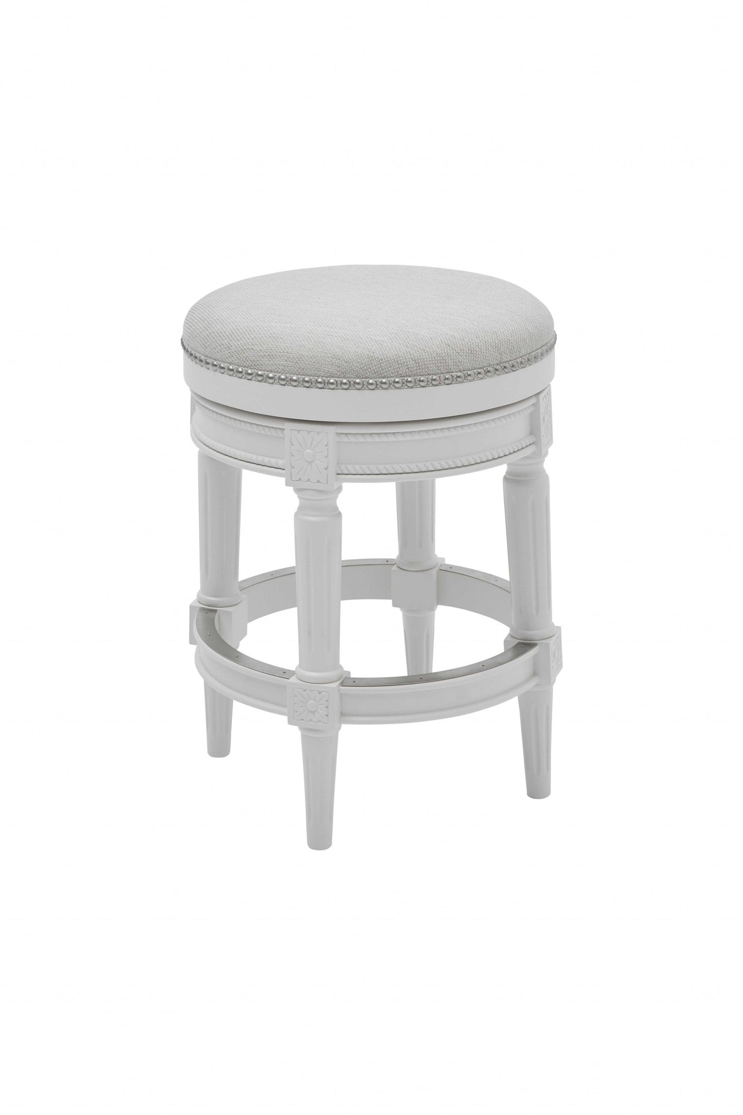 HomeRoots Counter Height Round Counter Stool in Alabaster White Finish