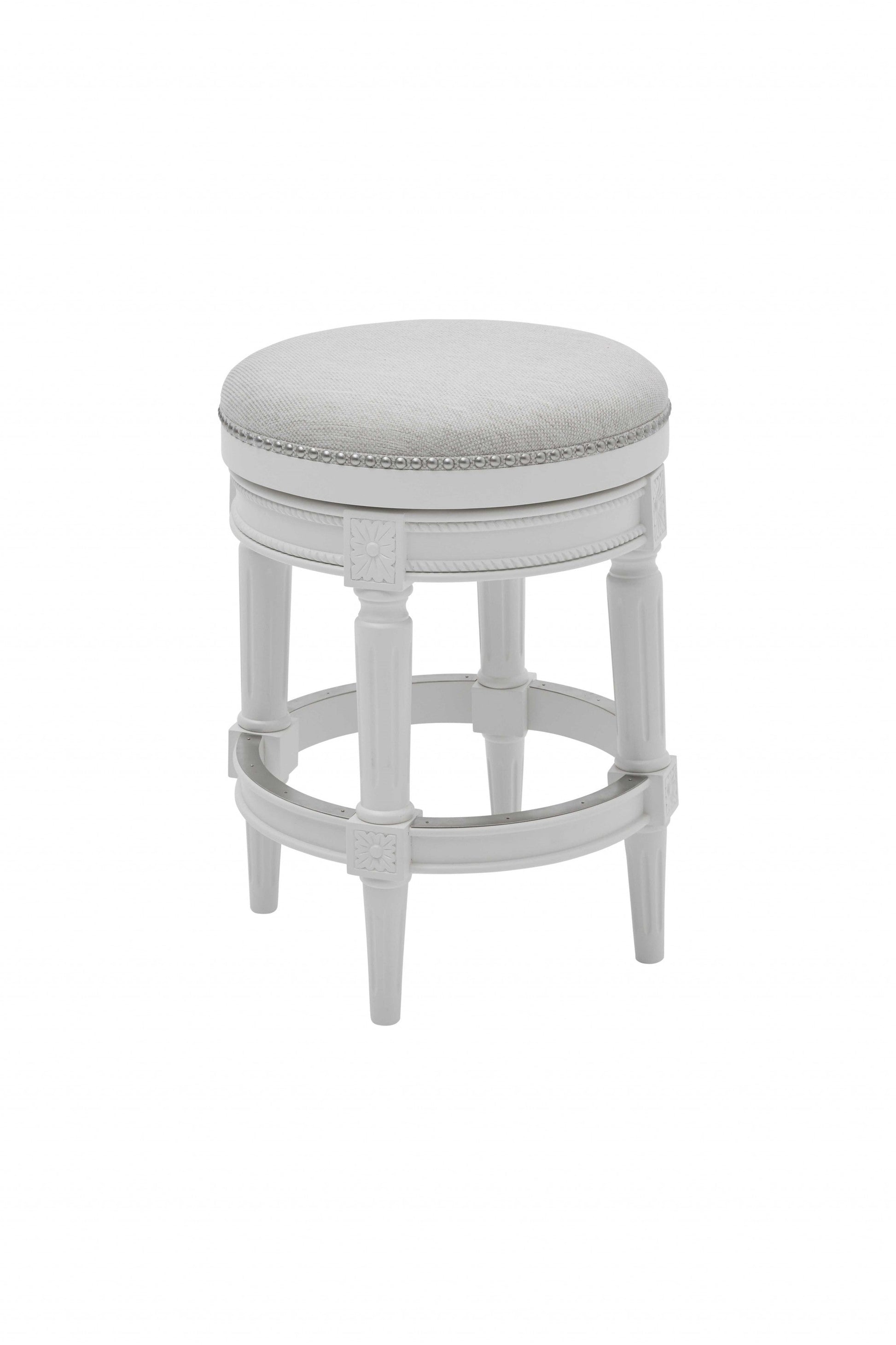 HomeRoots Counter Height Round Counter Stool in Alabaster White Finish