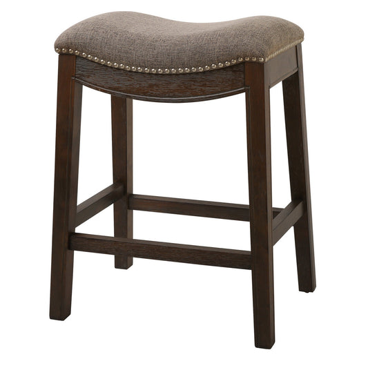 HomeRoots Counter Height Saddle Style Taupe Stool