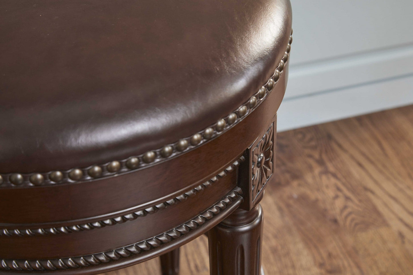 HomeRoots Counter Height Stool With Distressed Walnut Finish