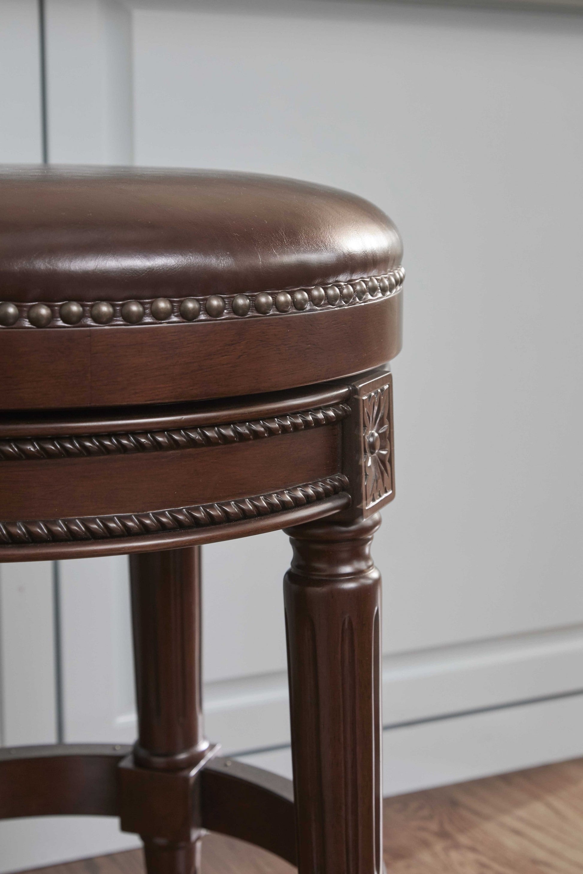 HomeRoots Counter Height Stool With Distressed Walnut Finish