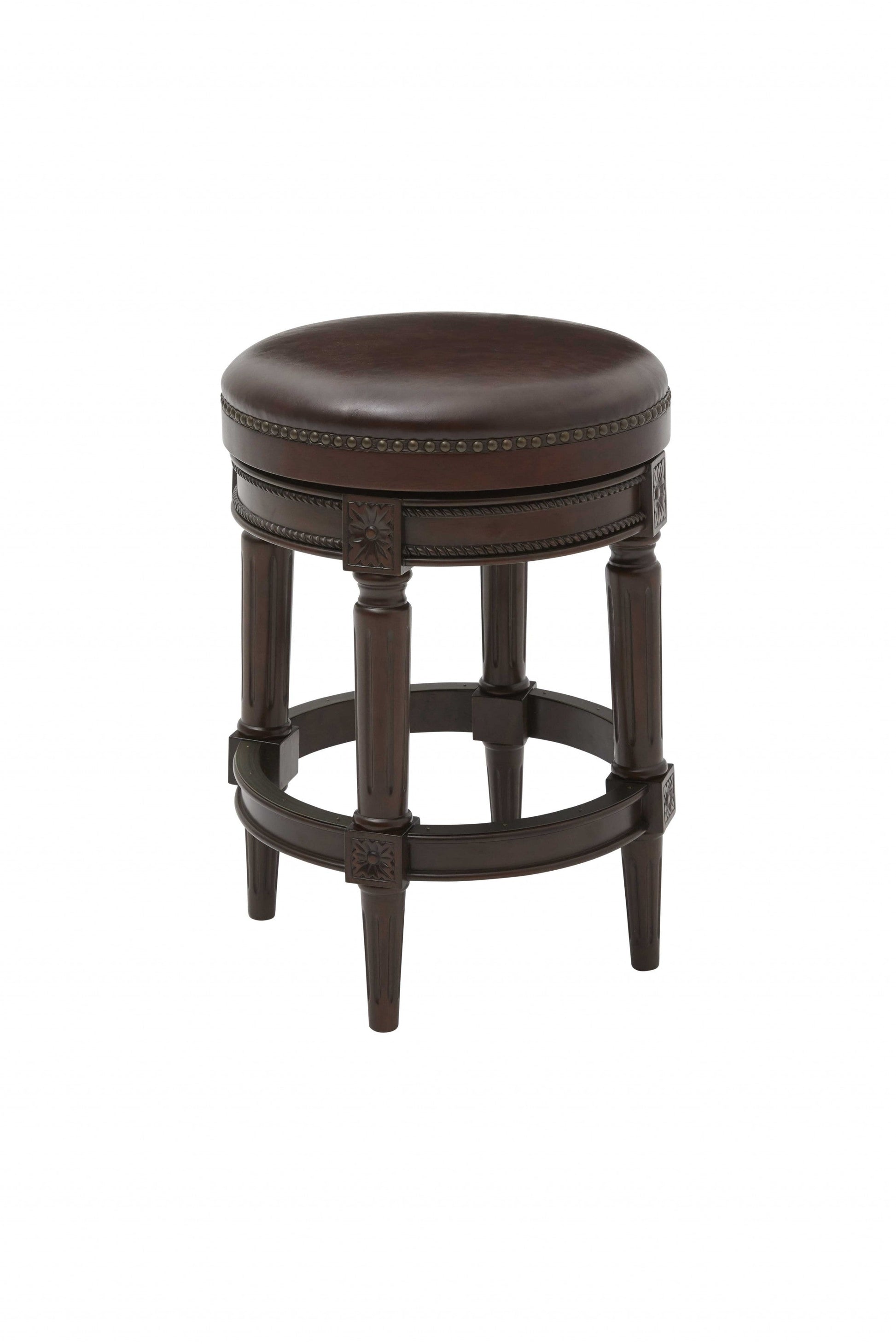 HomeRoots Counter Height Stool With Distressed Walnut Finish