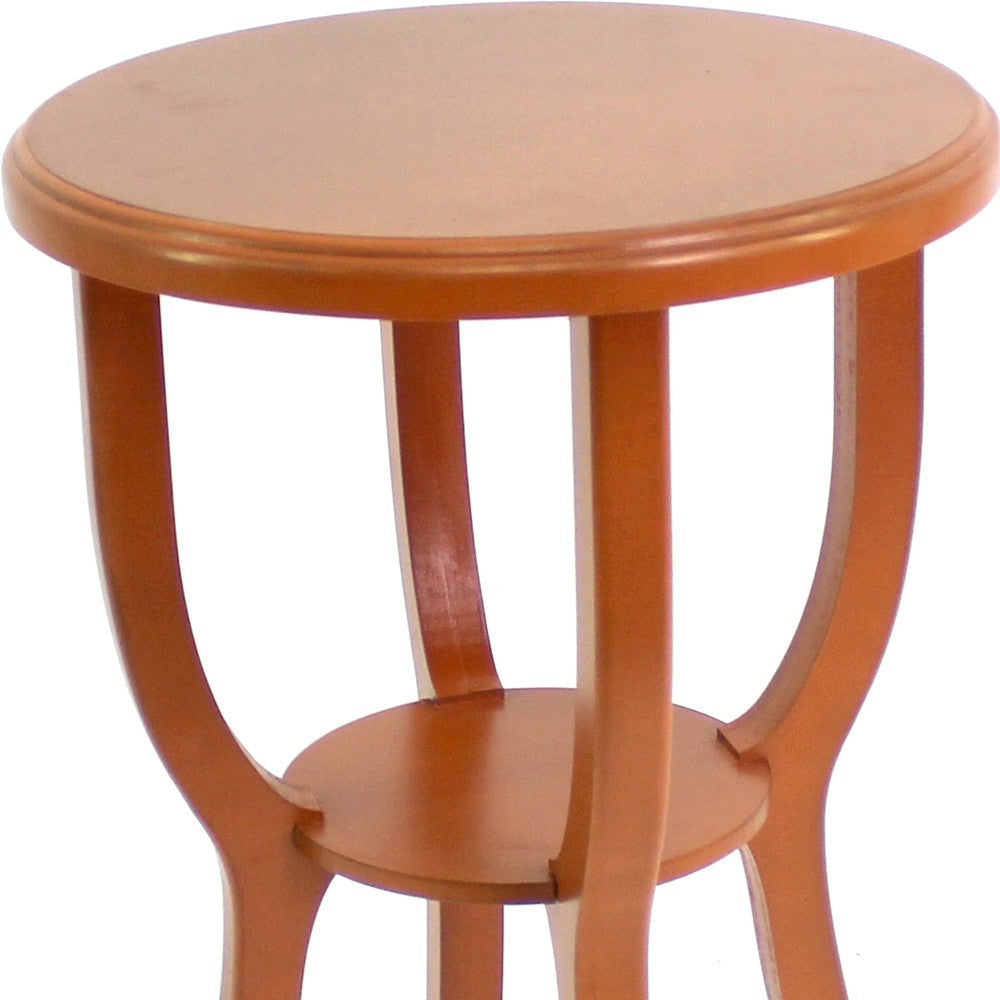 HomeRoots Country Cottage Style Wooden Stool In Bright Orange