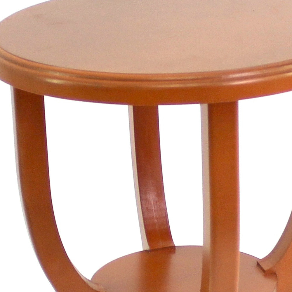 HomeRoots Country Cottage Style Wooden Stool In Bright Orange