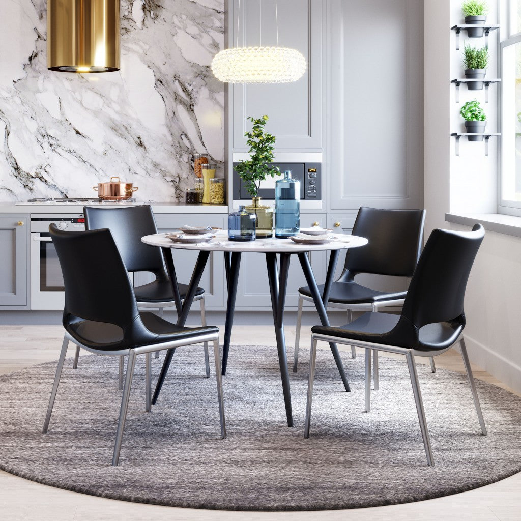 HomeRoots Cradle White Faux Leather Side or Dining Chairs in Set of 2