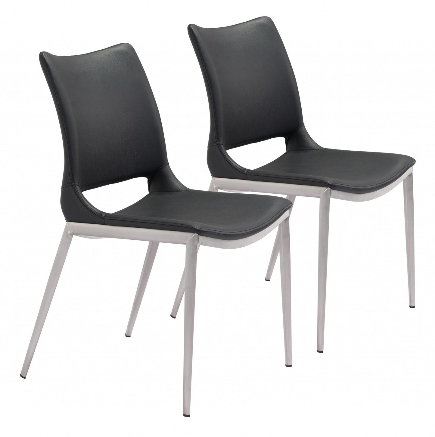 HomeRoots Cradle White Faux Leather Side or Dining Chairs in Set of 2