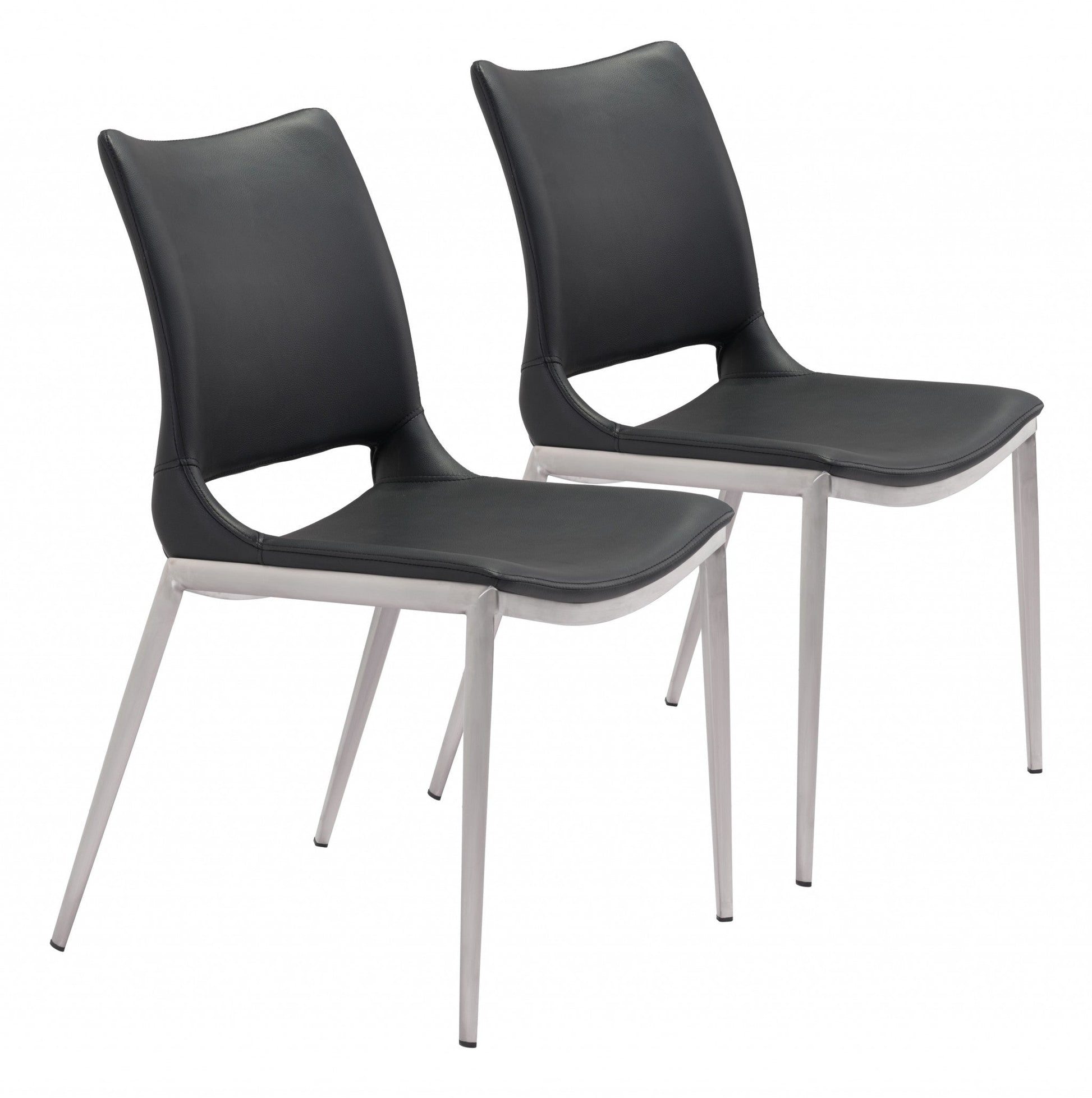 HomeRoots Cradle White Faux Leather Side or Dining Chairs in Set of 2