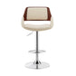 HomeRoots Cream Faux Leather Adjustable Chrome Swivel Bar Stool