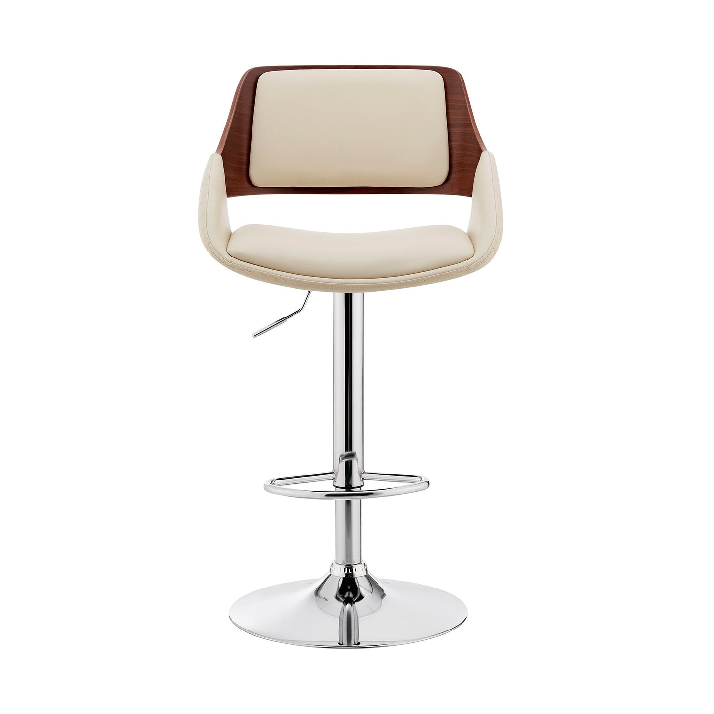 HomeRoots Cream Faux Leather Adjustable Chrome Swivel Bar Stool
