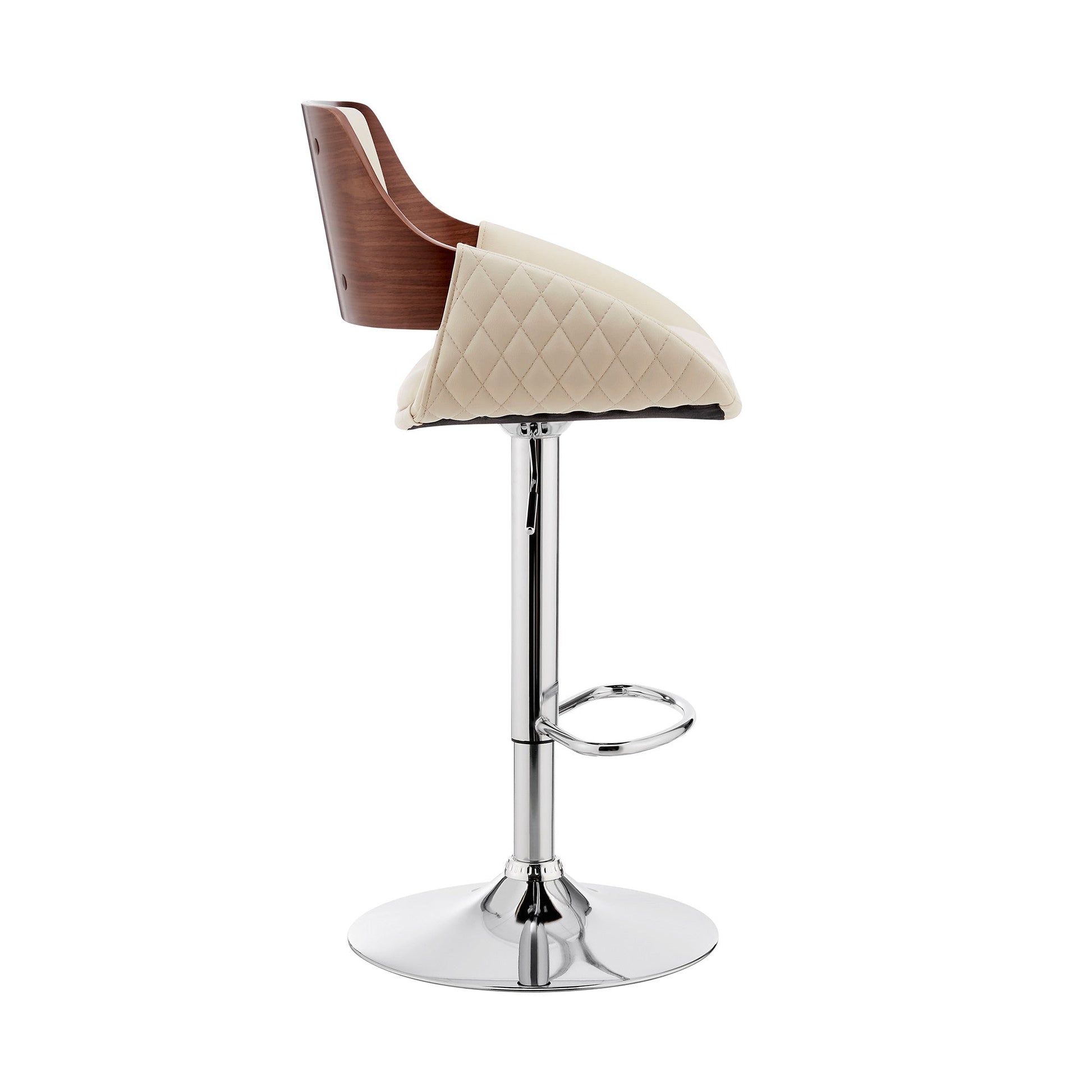 HomeRoots Cream Faux Leather Adjustable Chrome Swivel Bar Stool