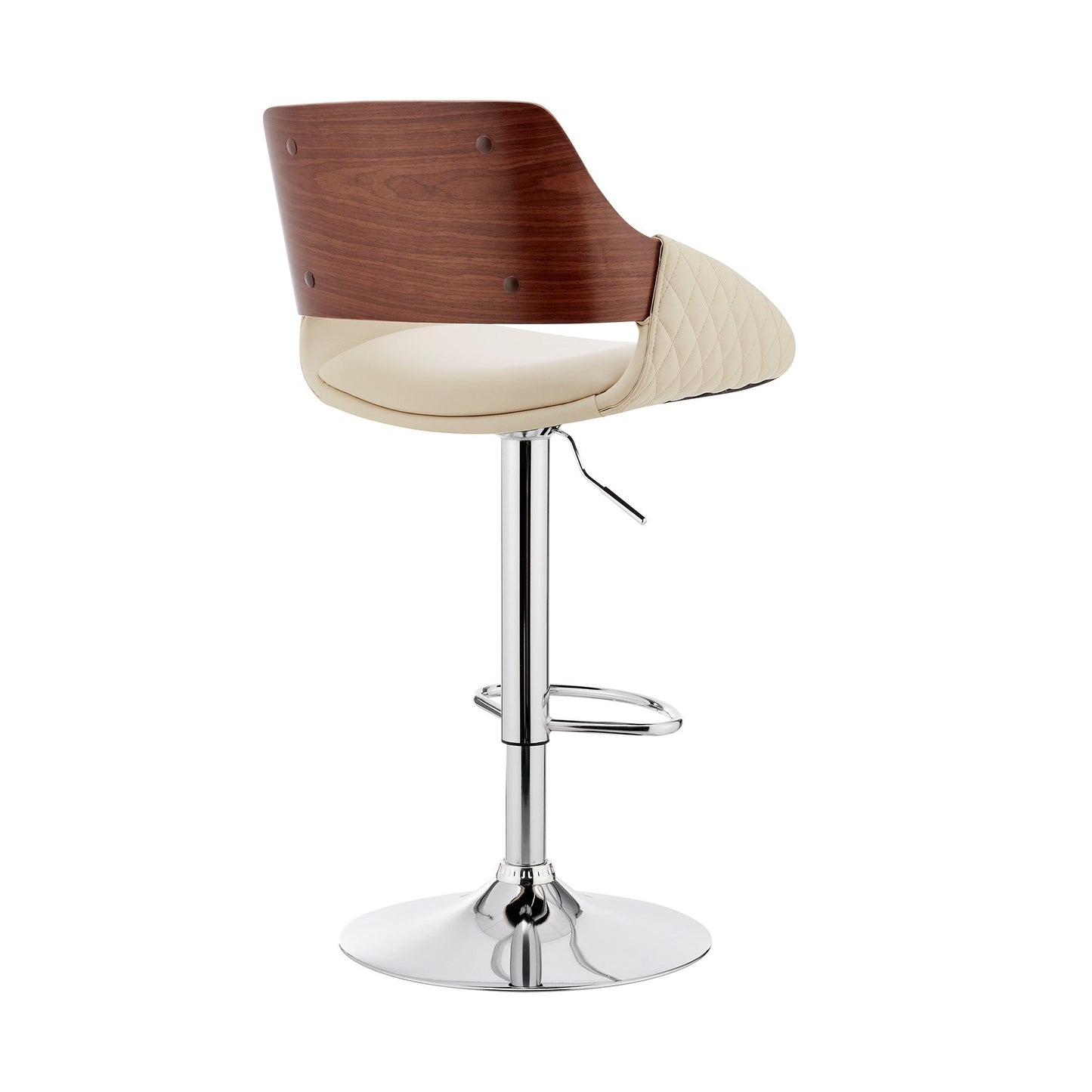 HomeRoots Cream Faux Leather Adjustable Chrome Swivel Bar Stool