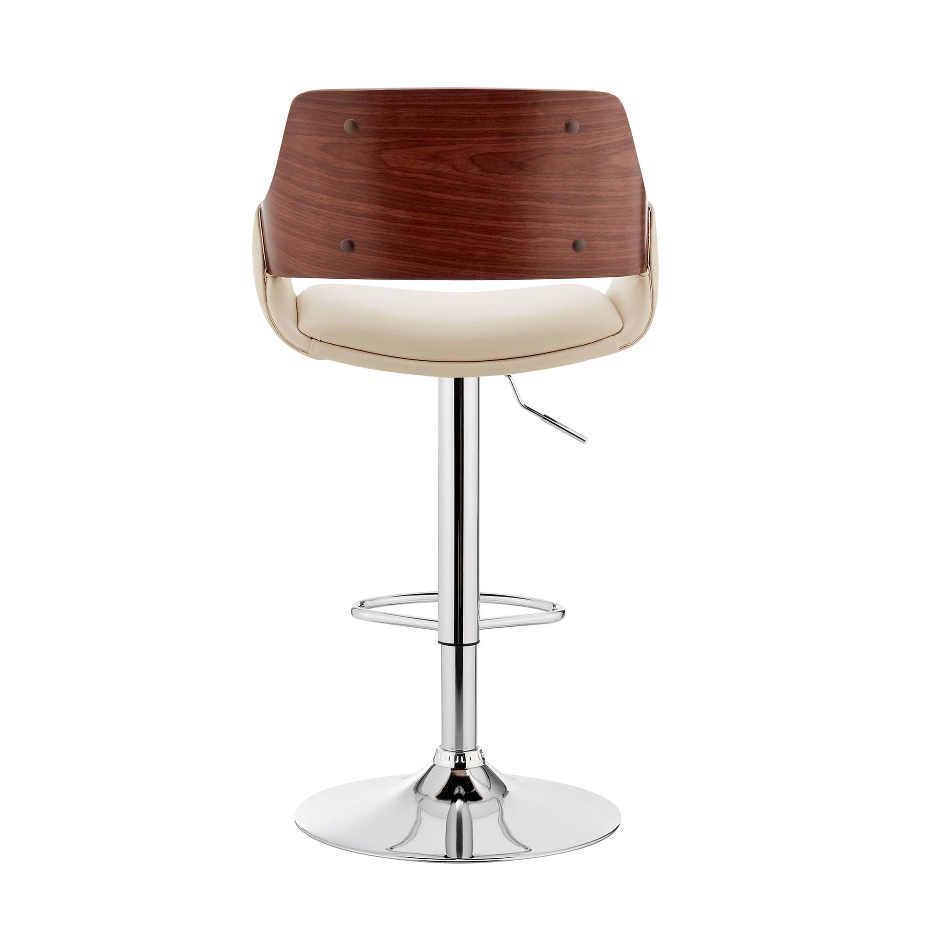 HomeRoots Cream Faux Leather Adjustable Chrome Swivel Bar Stool