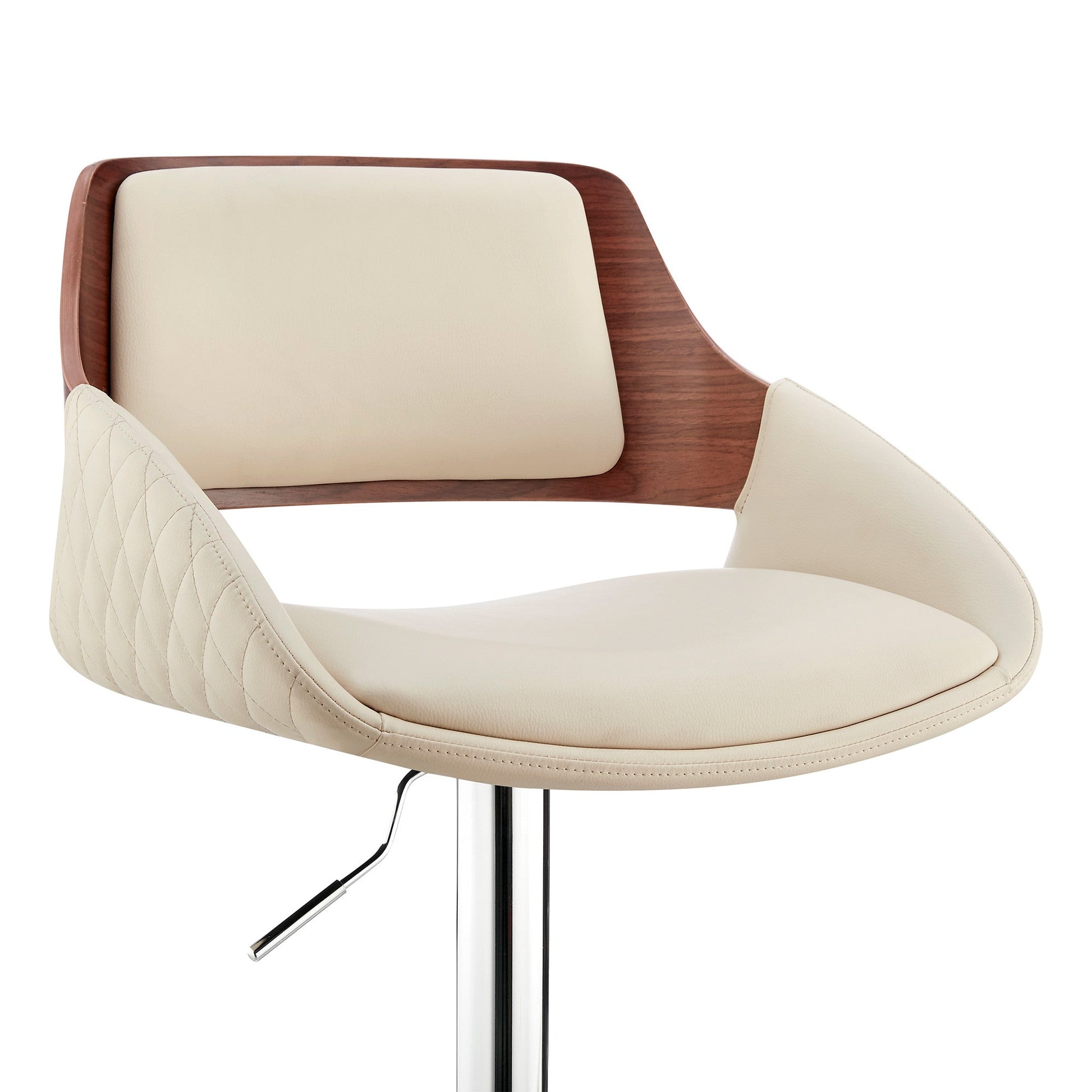HomeRoots Cream Faux Leather Adjustable Chrome Swivel Bar Stool