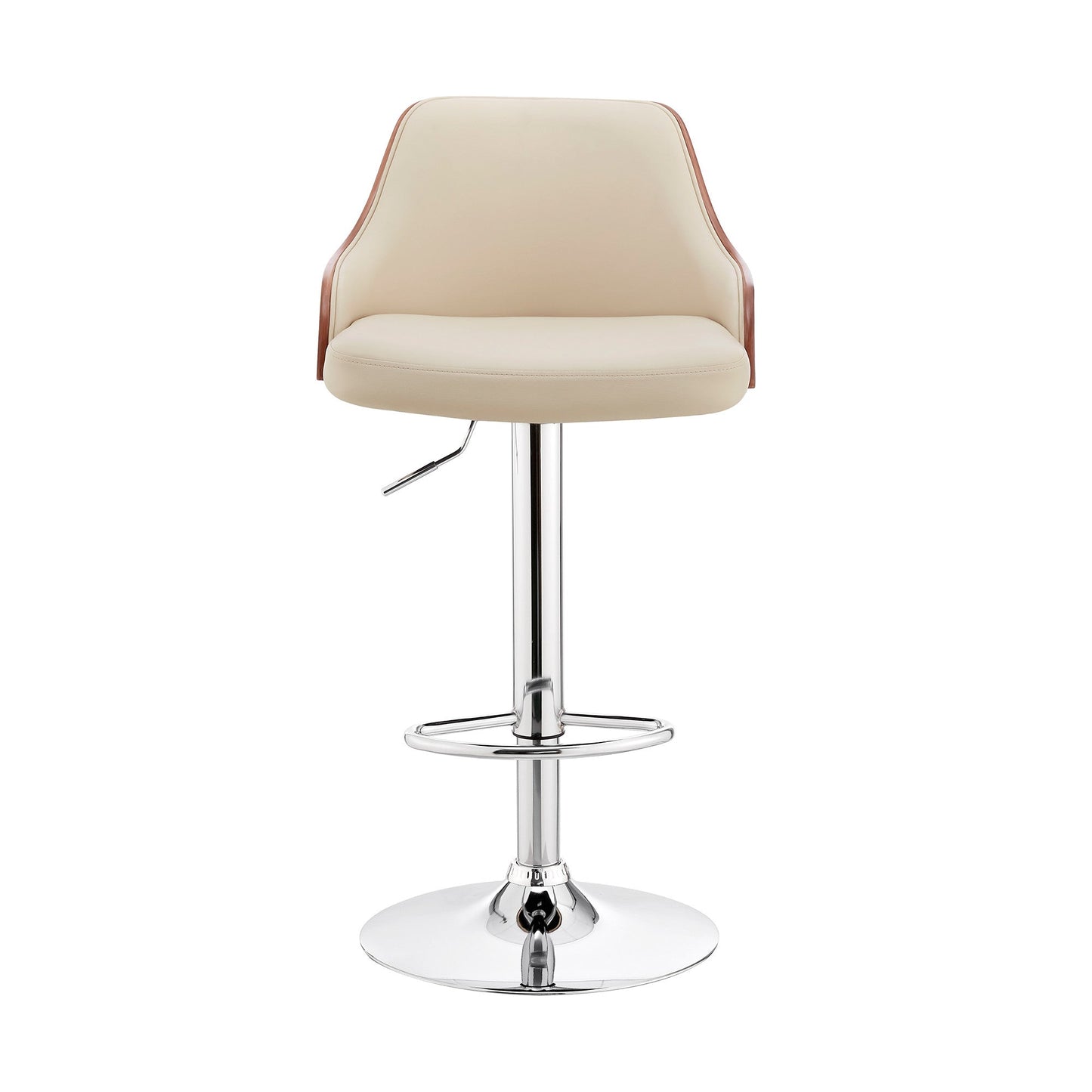 HomeRoots Cream Faux Leather Adjustable Modern Bar Stool