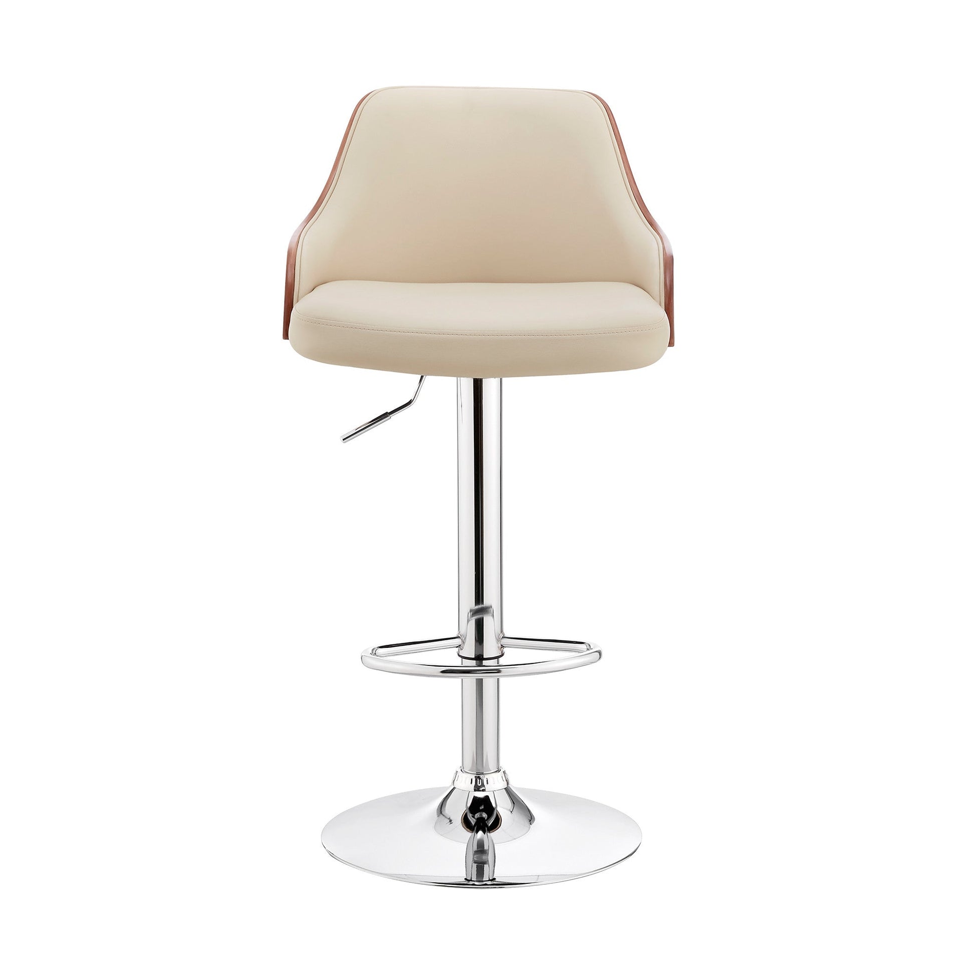 HomeRoots Cream Faux Leather Adjustable Modern Bar Stool