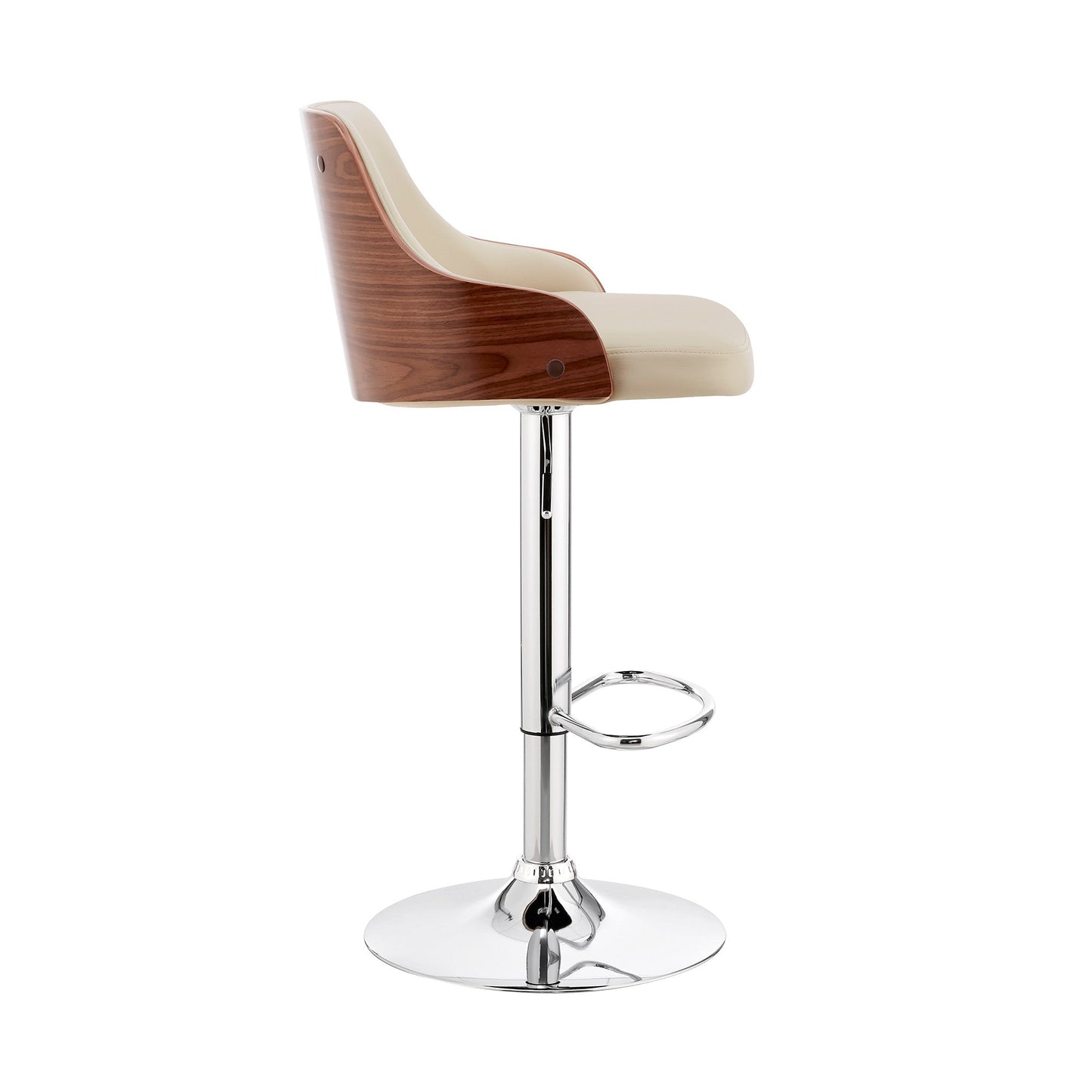 HomeRoots Cream Faux Leather Adjustable Modern Bar Stool