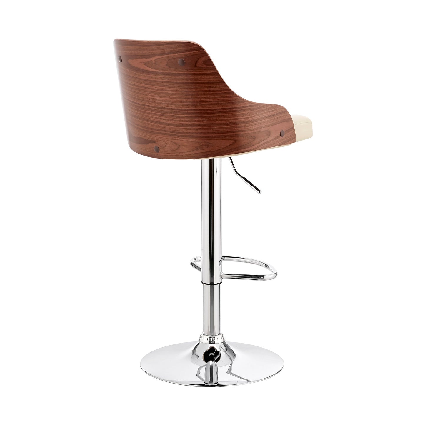 HomeRoots Cream Faux Leather Adjustable Modern Bar Stool