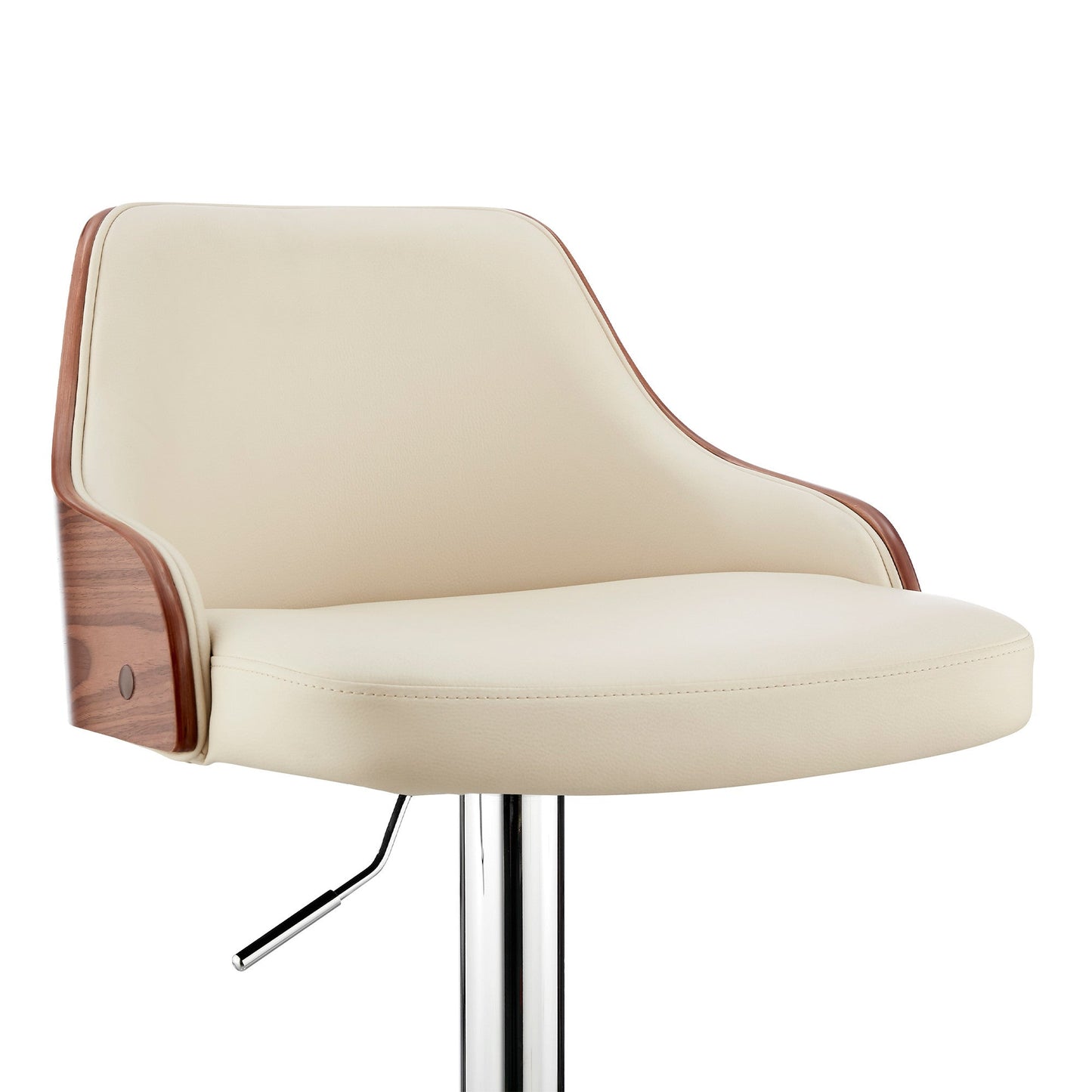 HomeRoots Cream Faux Leather Adjustable Modern Bar Stool