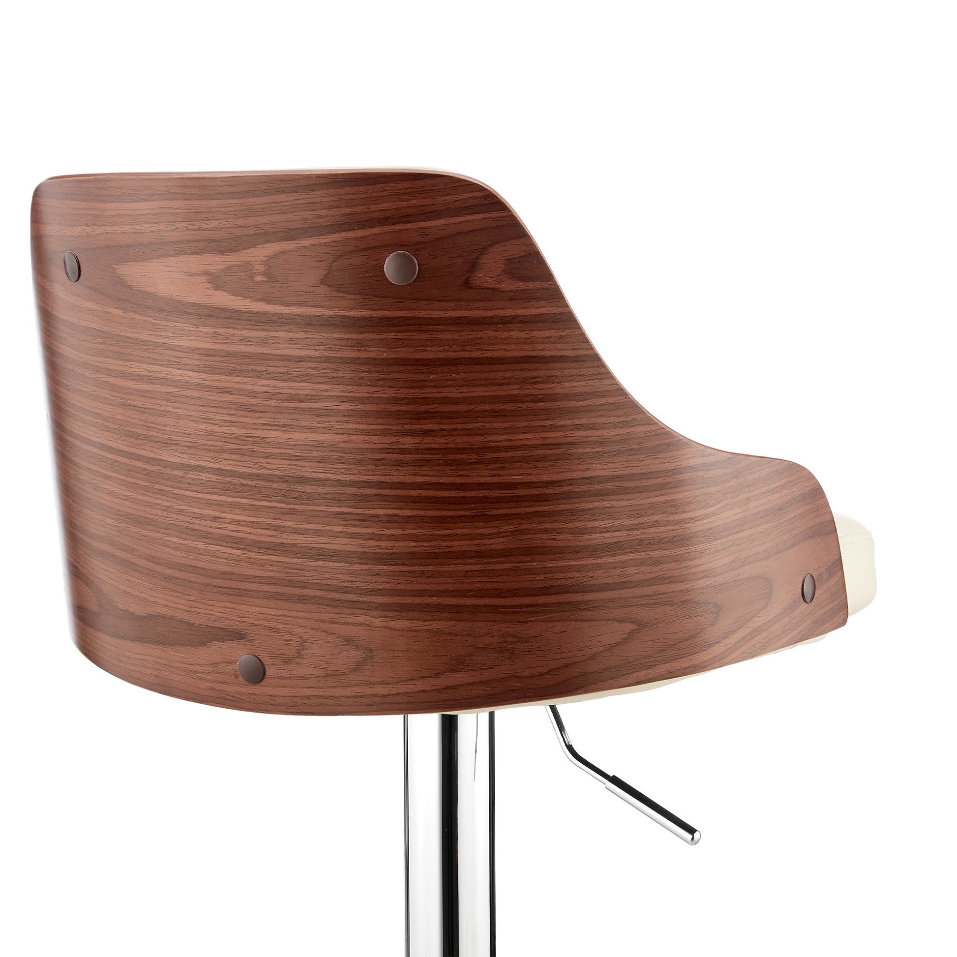 HomeRoots Cream Faux Leather Adjustable Modern Bar Stool