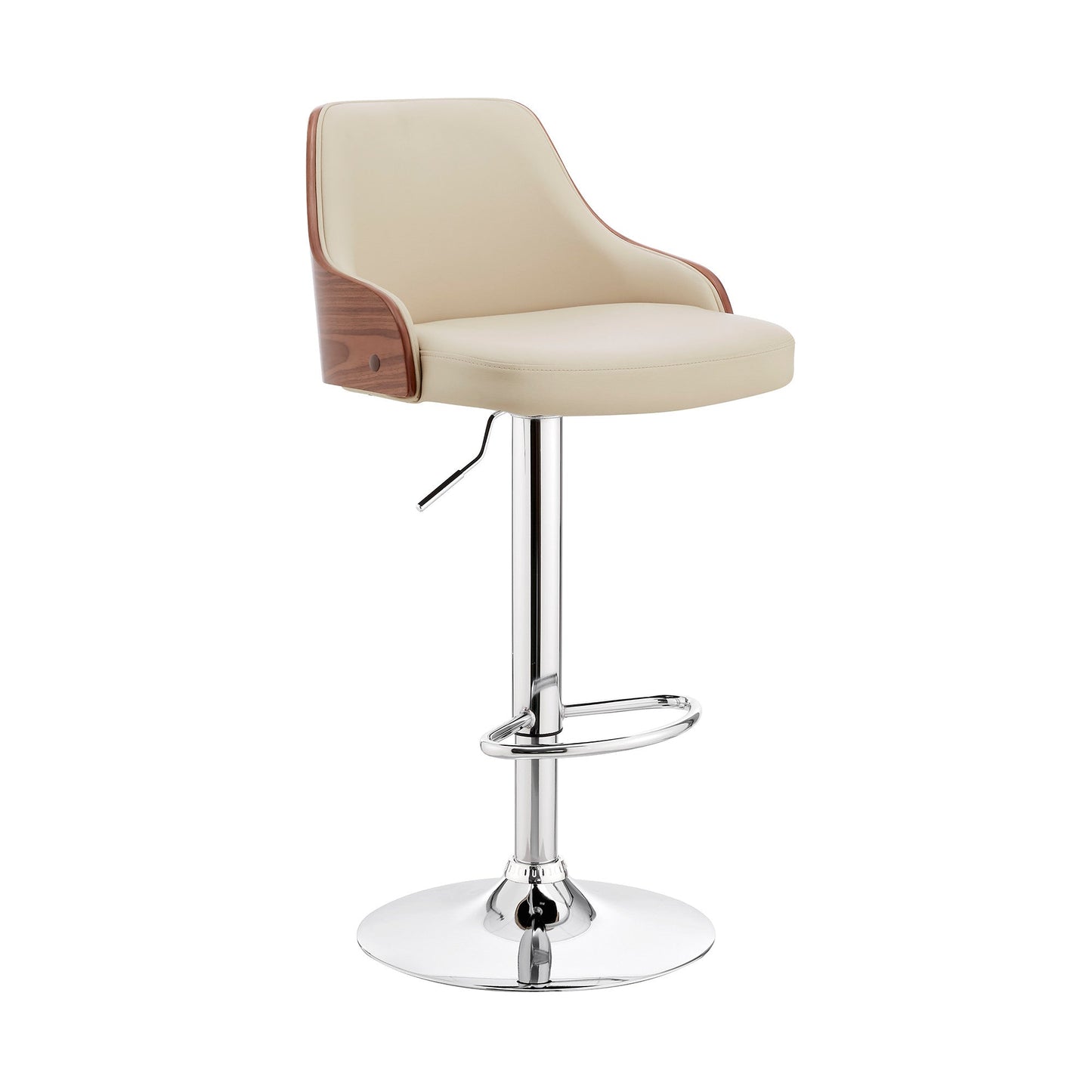 HomeRoots Cream Faux Leather Adjustable Modern Bar Stool