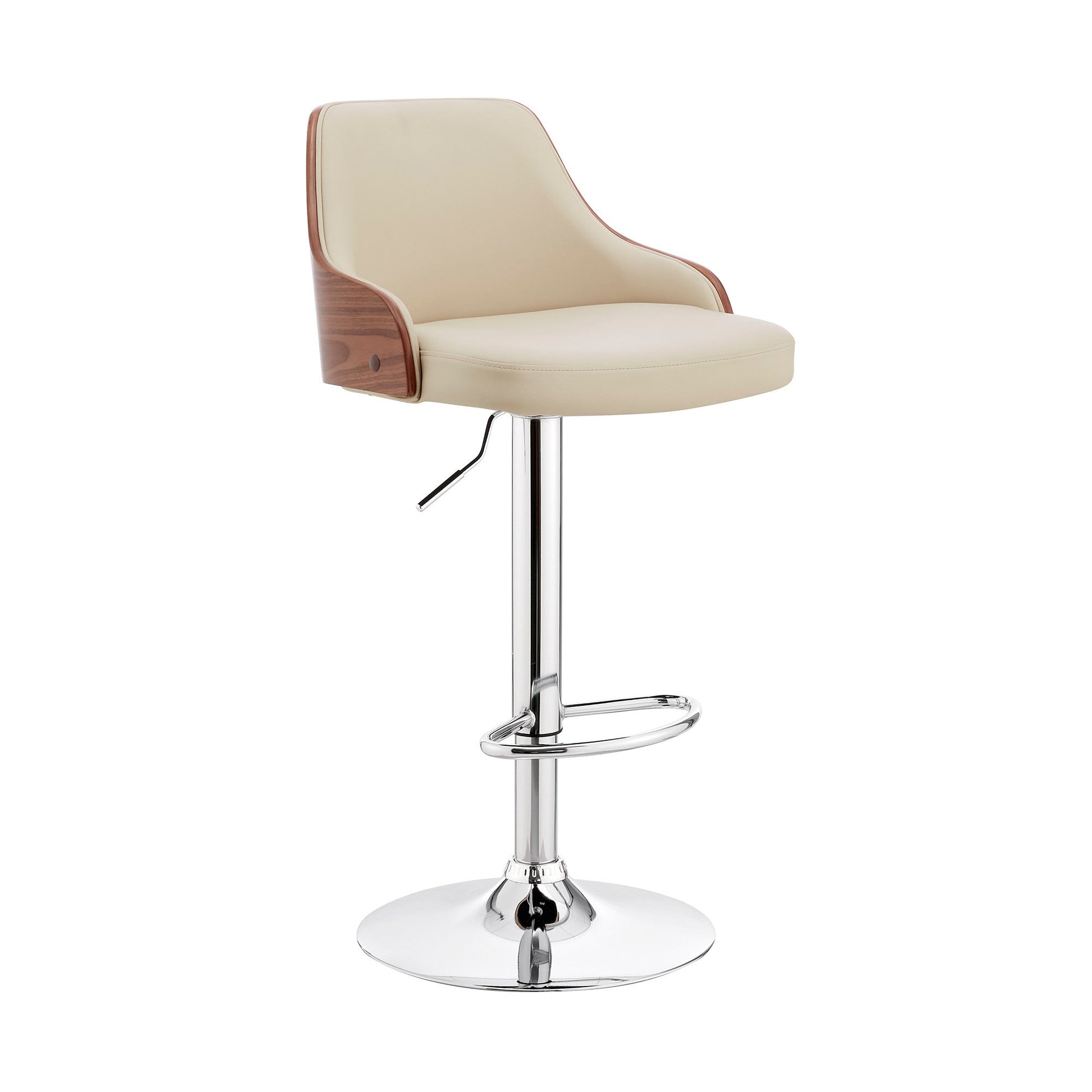 HomeRoots Cream Faux Leather Adjustable Modern Bar Stool