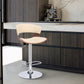 HomeRoots Cream Faux Leather Adjustable Swivel Wooden Bar Stool