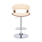 HomeRoots Cream Faux Leather Adjustable Swivel Wooden Bar Stool