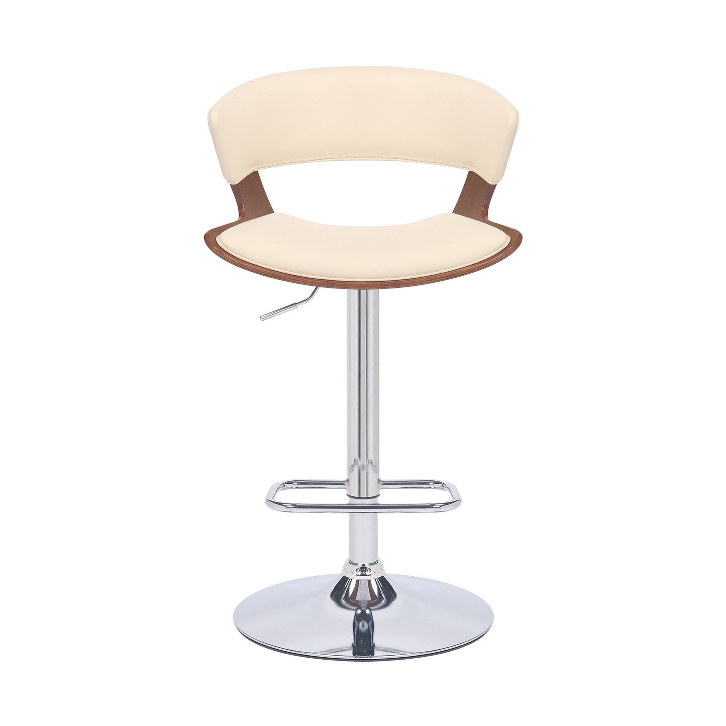 HomeRoots Cream Faux Leather Adjustable Swivel Wooden Bar Stool