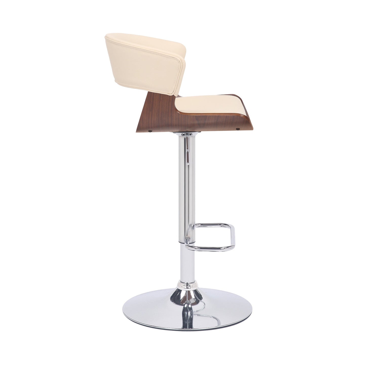 HomeRoots Cream Faux Leather Adjustable Swivel Wooden Bar Stool