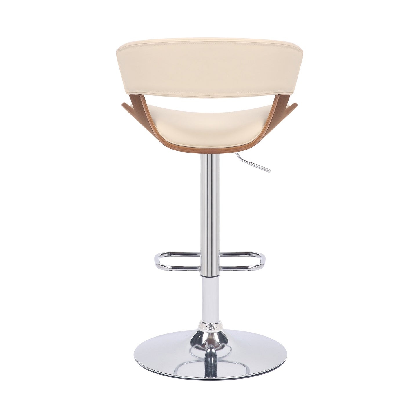 HomeRoots Cream Faux Leather Adjustable Swivel Wooden Bar Stool
