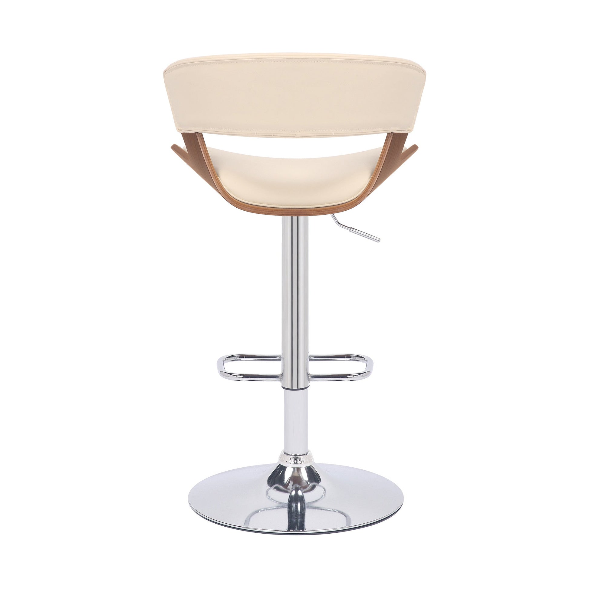HomeRoots Cream Faux Leather Adjustable Swivel Wooden Bar Stool