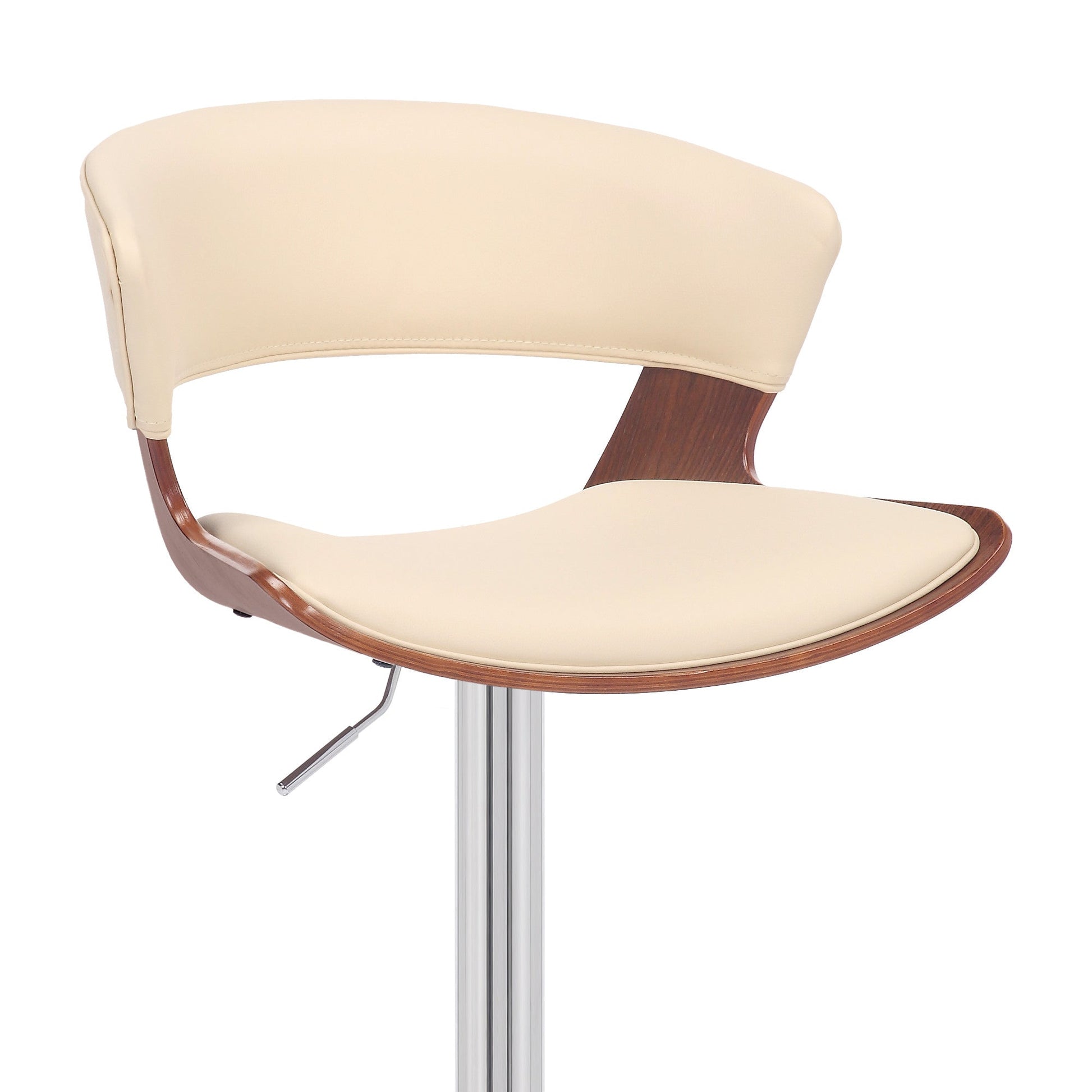 HomeRoots Cream Faux Leather Adjustable Swivel Wooden Bar Stool