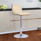 HomeRoots Cream Faux Leather Walnut and Chrome Adjustable Swivel Bar Stool