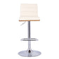 HomeRoots Cream Faux Leather Walnut and Chrome Adjustable Swivel Bar Stool