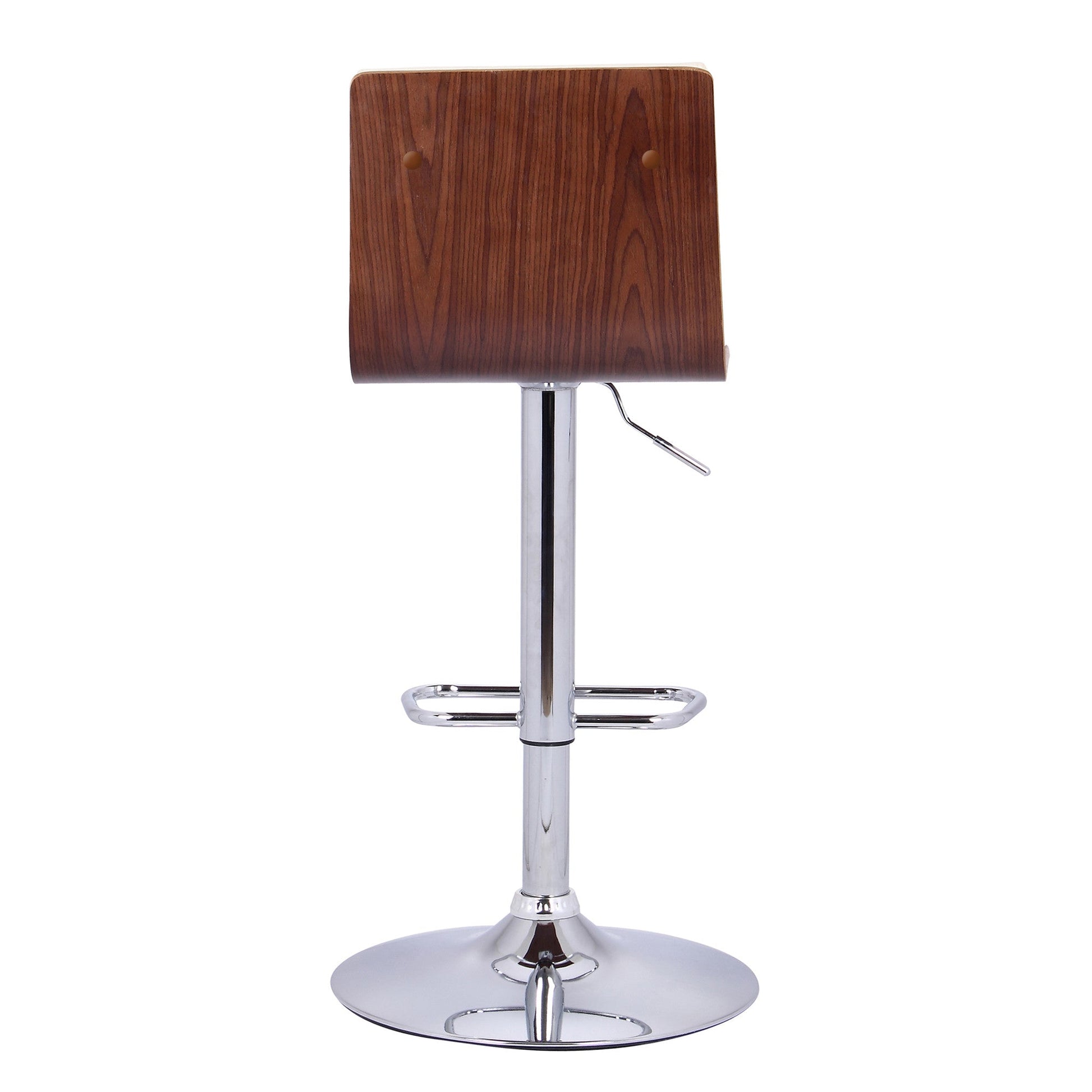 HomeRoots Cream Faux Leather Walnut and Chrome Adjustable Swivel Bar Stool