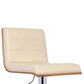 HomeRoots Cream Faux Leather Walnut and Chrome Adjustable Swivel Bar Stool