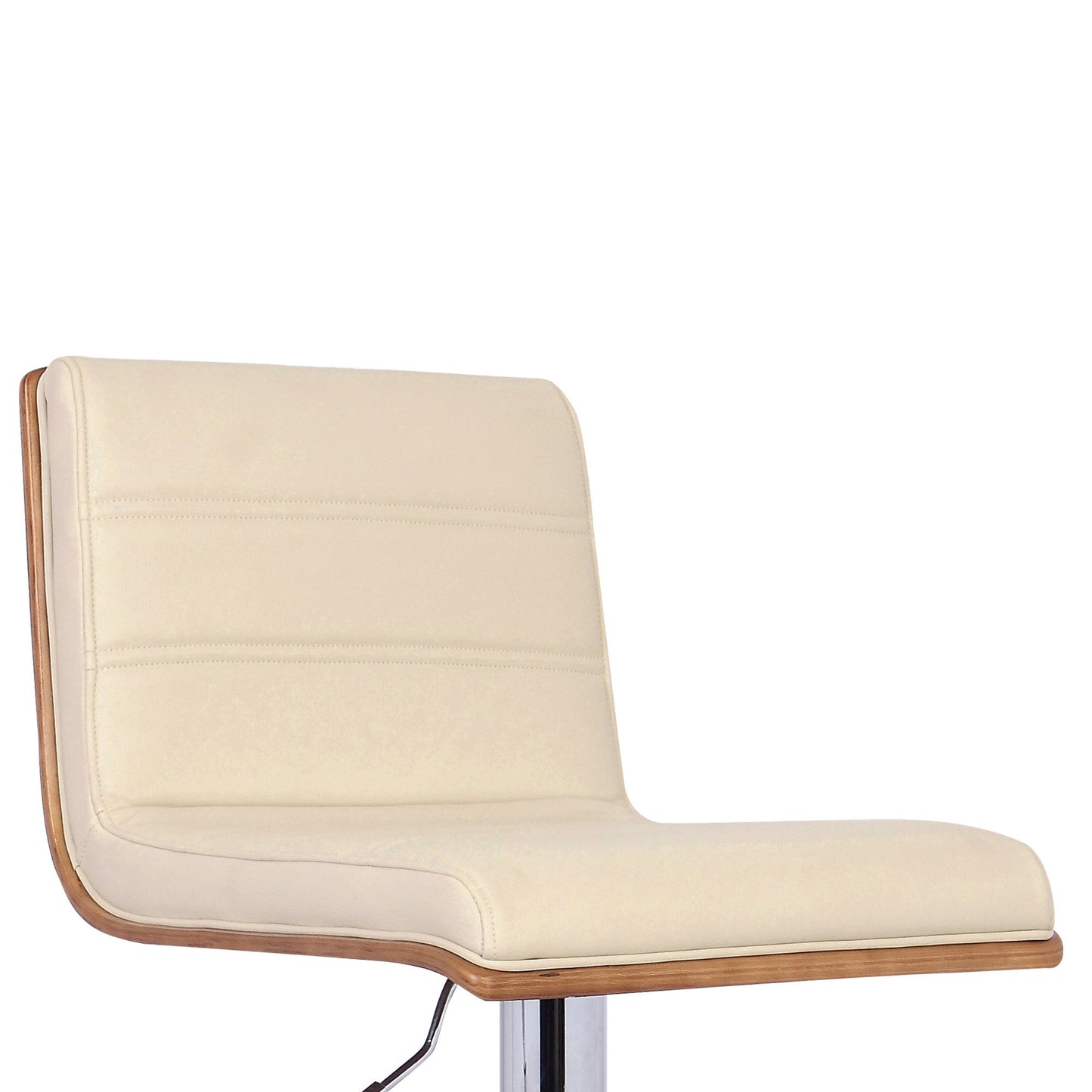 HomeRoots Cream Faux Leather Walnut and Chrome Adjustable Swivel Bar Stool