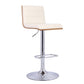 HomeRoots Cream Faux Leather Walnut and Chrome Adjustable Swivel Bar Stool