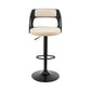 HomeRoots Cream Upholstered Black Base Adjustable Swivel Bar Stool