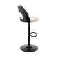 HomeRoots Cream Upholstered Black Base Adjustable Swivel Bar Stool