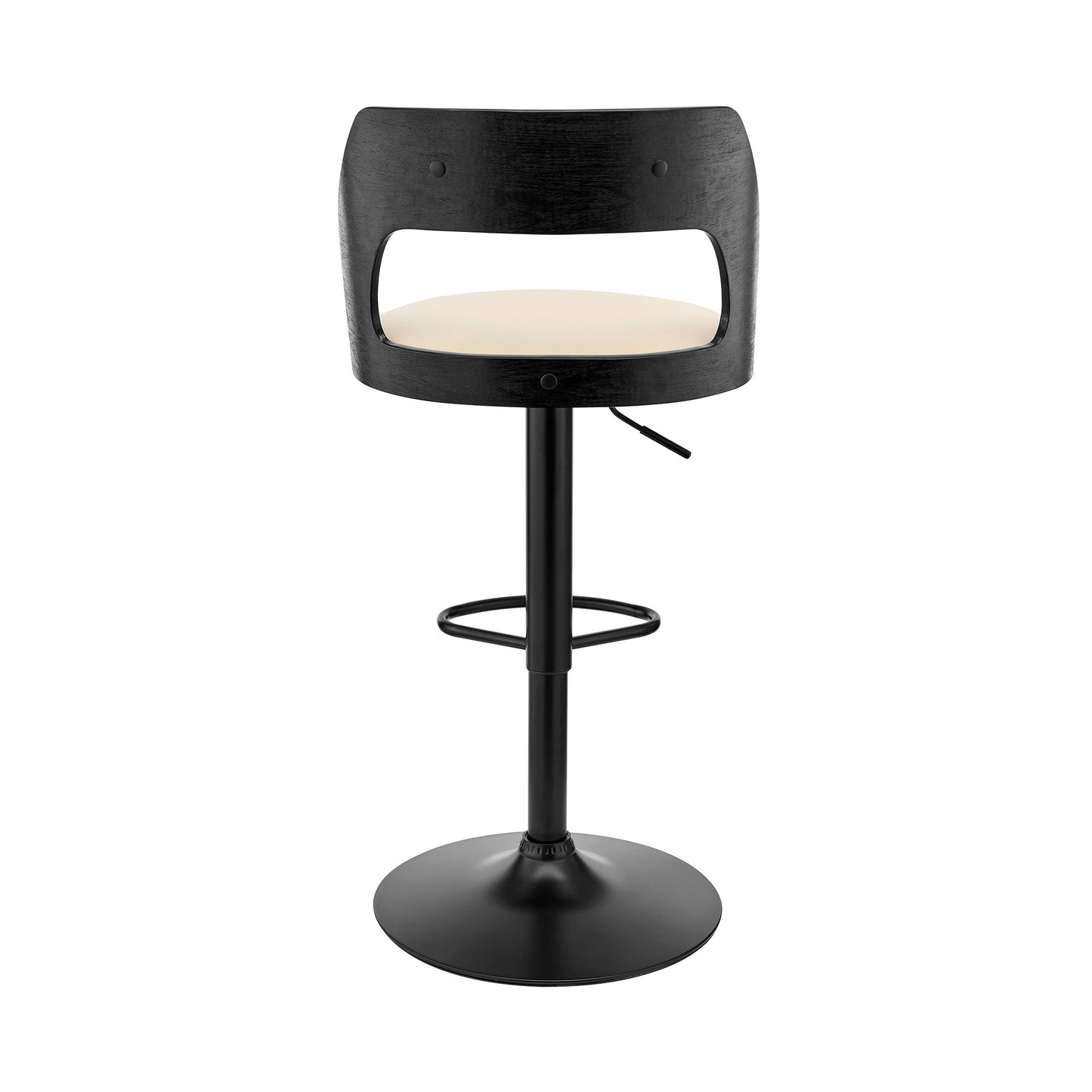 HomeRoots Cream Upholstered Black Base Adjustable Swivel Bar Stool