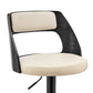 HomeRoots Cream Upholstered Black Base Adjustable Swivel Bar Stool