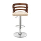 HomeRoots Cream Upholstered Chrome Base Adjustable Swivel Bar Stool