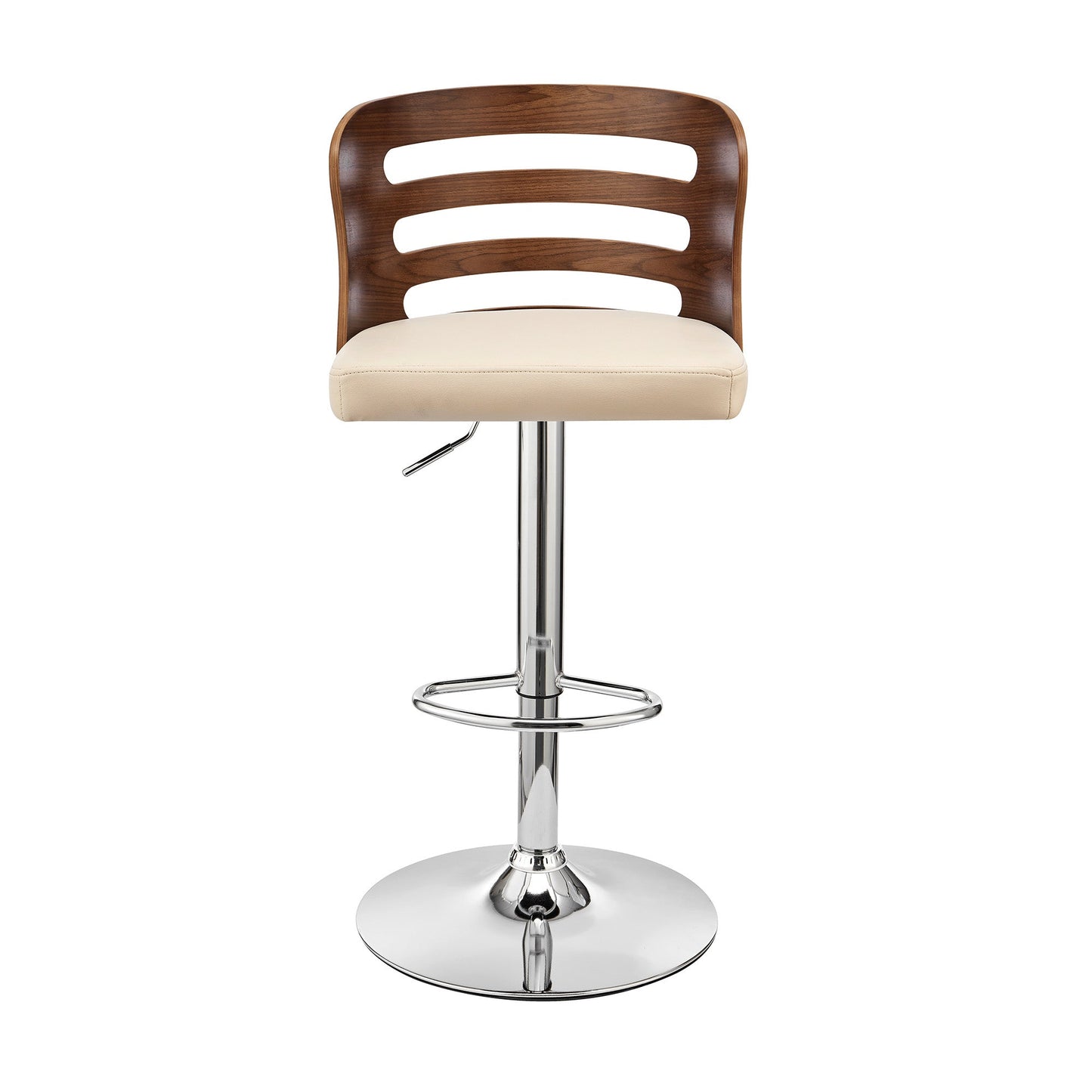 HomeRoots Cream Upholstered Chrome Base Adjustable Swivel Bar Stool