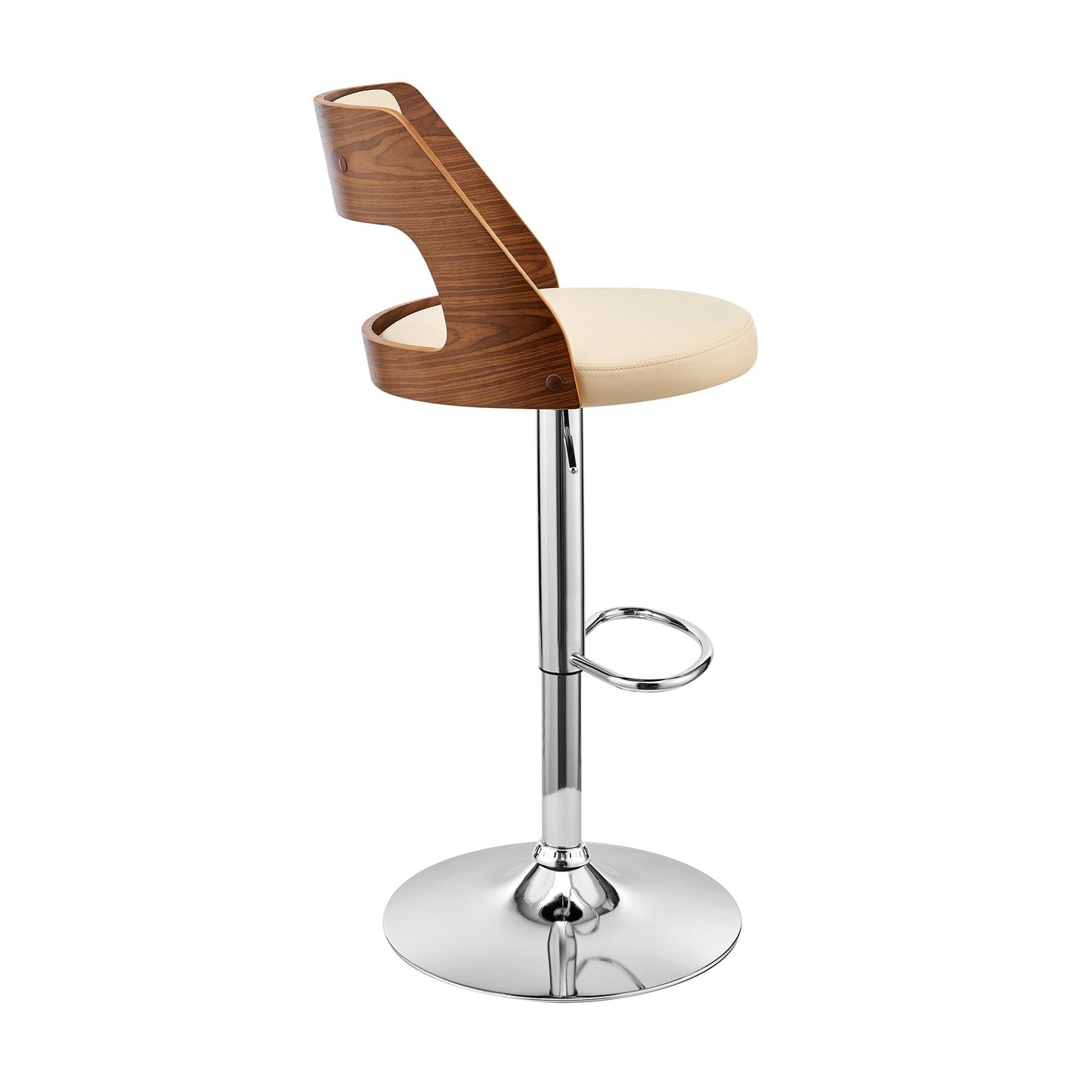 HomeRoots Cream Upholstered Chrome Base Adjustable Swivel Bar Stool
