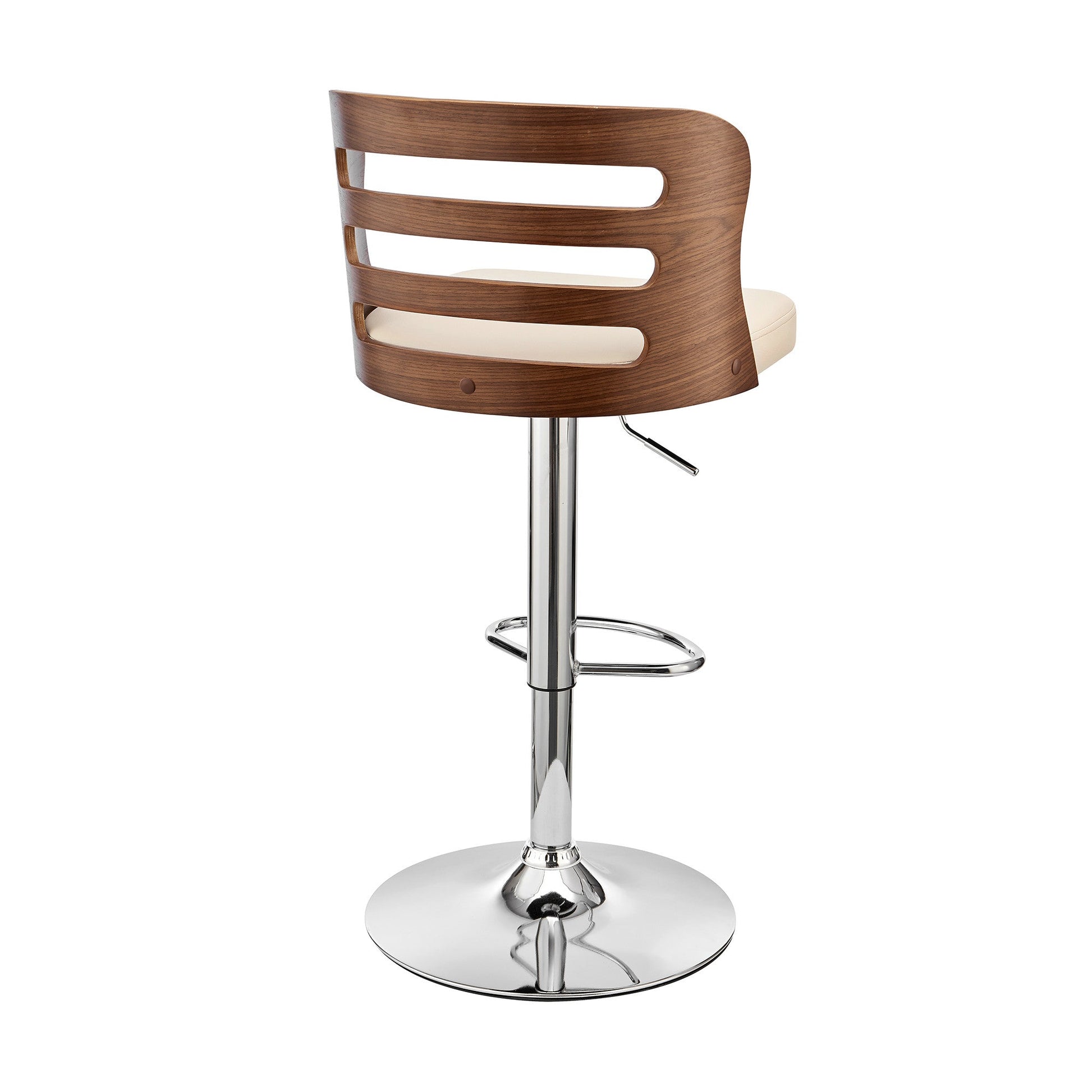 HomeRoots Cream Upholstered Chrome Base Adjustable Swivel Bar Stool