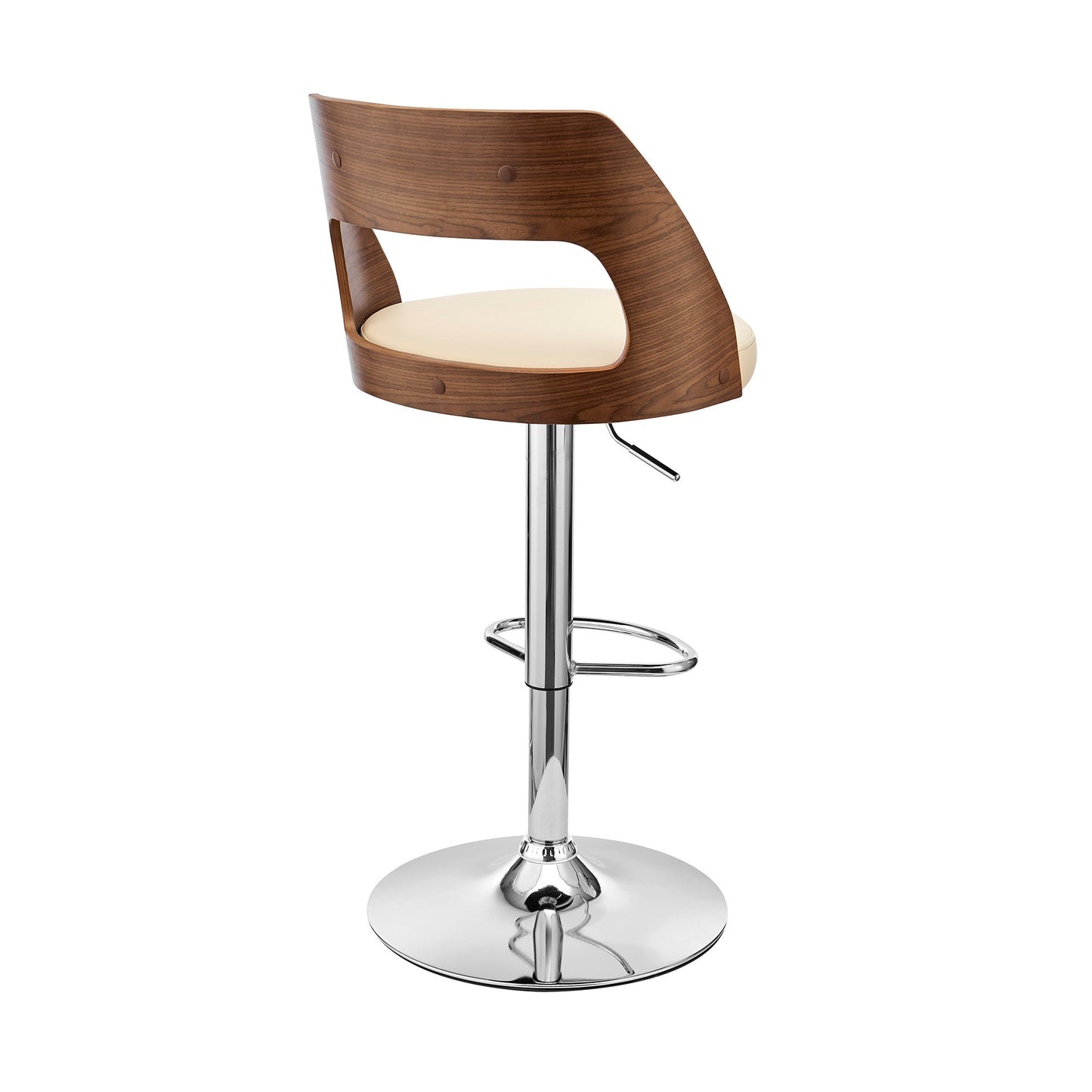 HomeRoots Cream Upholstered Chrome Base Adjustable Swivel Bar Stool
