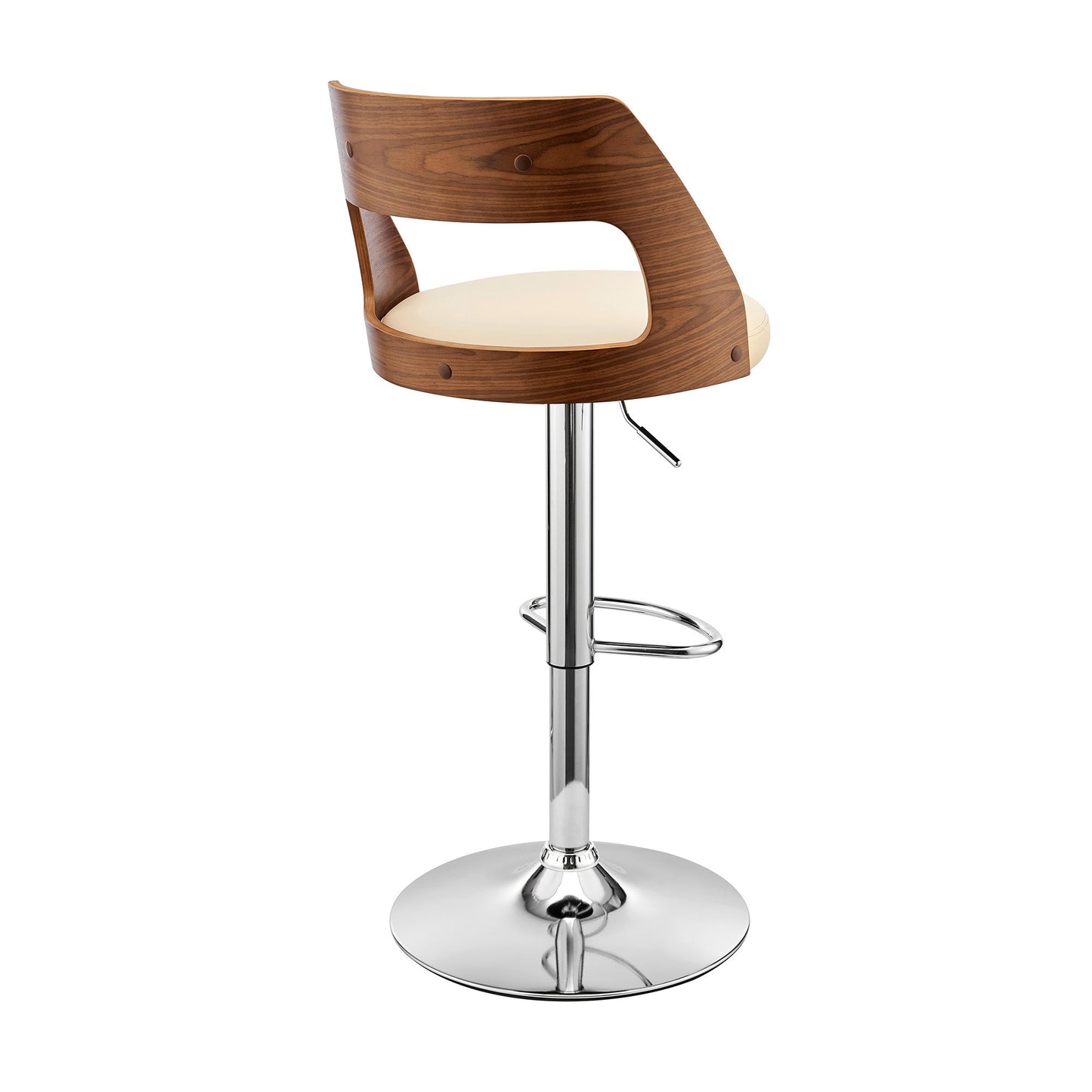 HomeRoots Cream Upholstered Chrome Base Adjustable Swivel Bar Stool