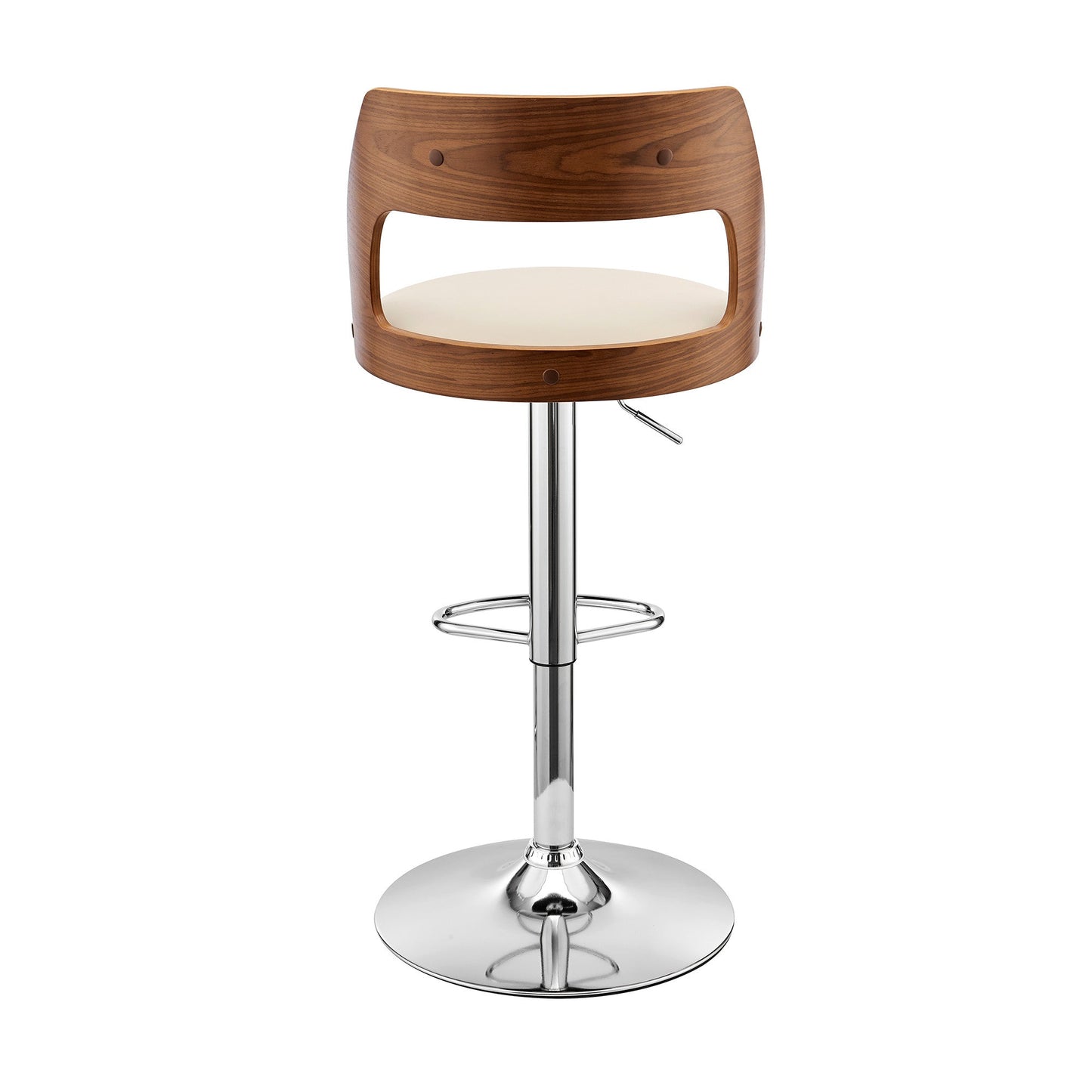 HomeRoots Cream Upholstered Chrome Base Adjustable Swivel Bar Stool