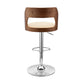 HomeRoots Cream Upholstered Chrome Base Adjustable Swivel Bar Stool